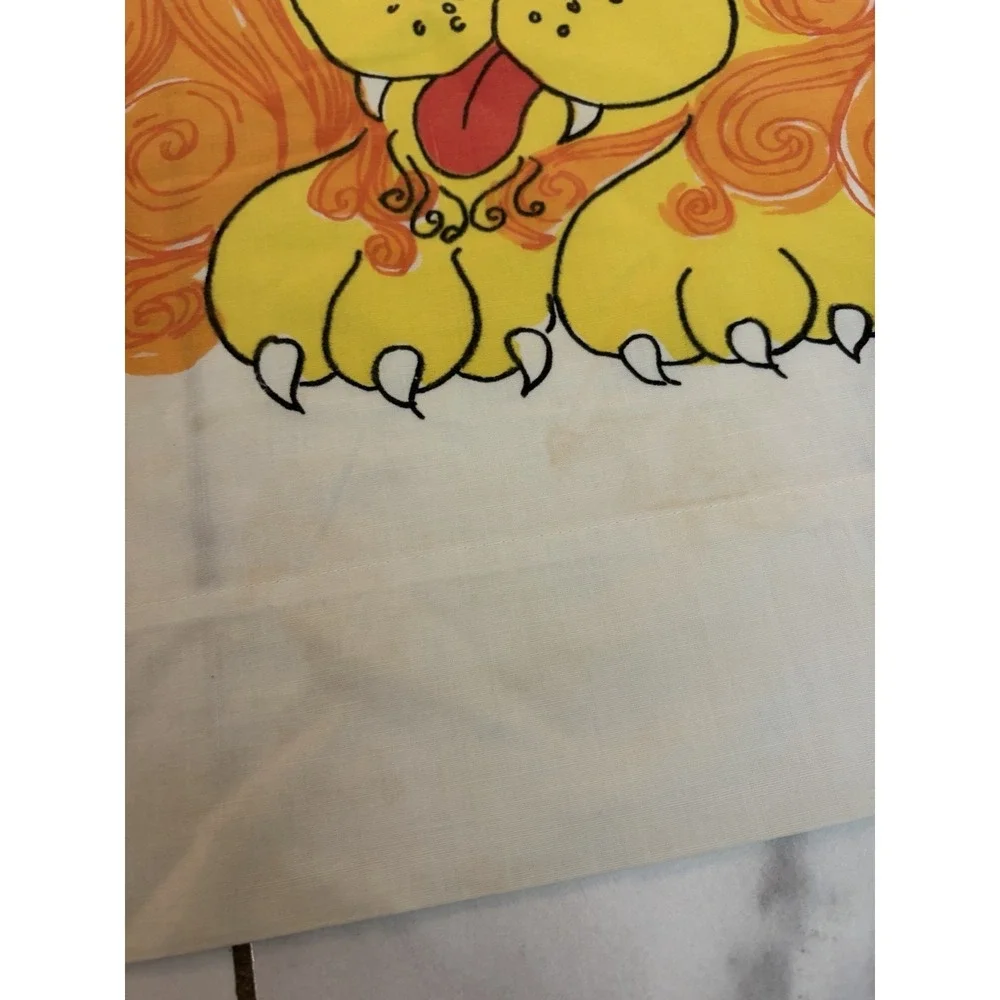 VTG Lady Pepperell Lion Flat Sheet Twin 72x104 Groovy Mod Psychedelic 70s HTF